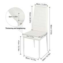 Dining Table And Chairs Set 6, Extendable Table With 6 Faux Leather Chairs For Dining Room, Kitchen, 6 Seater Room Set - White Marble Table + 6 White PU Chairs - 查看 4