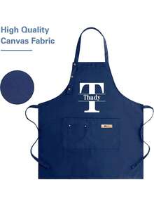 1pc Customizable Name Apron - Durable And Comfortable Neutral Kitchen Workwear, Easy To Care For, Practical Design With Pockets And Adjustable Shoulder Straps, Suitable For Cooking Enthusiasts - Multicolor - View 8