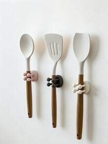Cute Multi-Function Self-Adhesive Wall-Mounted Silicone Hook, Suitable For Hanging Brushes In Kitchen, Living Room, Bathroom Or Office - Multicolor - View 4