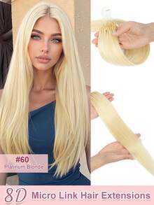 8D Micro-Link Human Hair Extensions, 12-22 Inches Length, 28g/Pack, Multi-Color Straight Hair, Suitable For Women, Invisible Beads Easy To Install, Suitable For Weddings And Parties - Multicolor - View 51