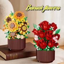 Creative Mini Artificial Potted Flower Series, ABS Material, Children's Toy Building Block Set. Classroom Reward Small Gift, DIY Educational Creative Puzzle Toy, Birthday/Major Holiday Fashion Gift. Hot Selling Series - Multicolor - View 5
