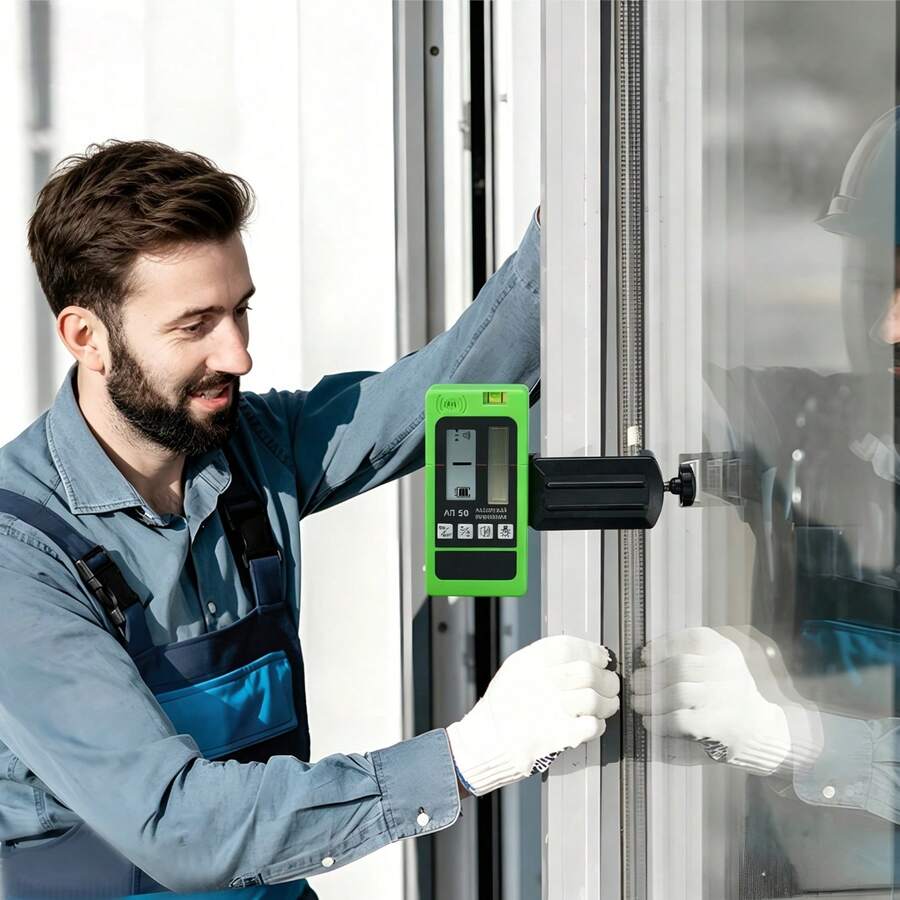 Laser Receiver For Laser Level, 60m Range, Green Laser Detector, Red Beam For Pulsed Line Lasers, Adjustable Sound Signal, Dual LCD Display, Built-In Bubble Level With Clamp - Receptor Láser Para Nivel Alcance - View 1