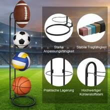 Basketball Ball Storage Rack Holder Organizer Football Volleyball Basket Stand - Black, 4-tier - View 3