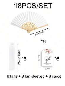3-60支装优雅折叠手扇套装，包含感谢卡和礼品袋，新娘竹扇，是伴娘礼物、婚礼装饰、派对、活动和夏季配饰的理想之选。 - 彩色 - 查看 24