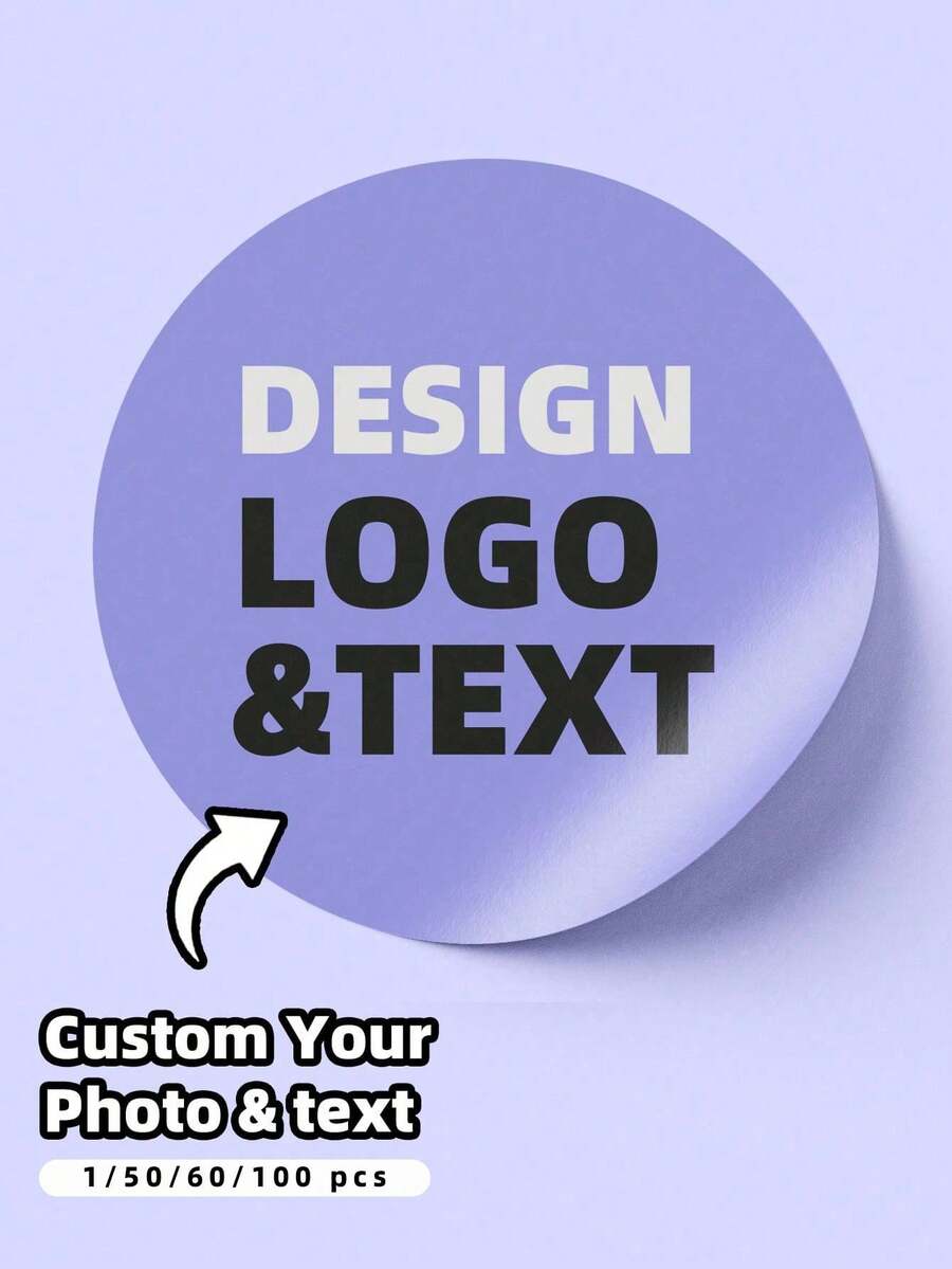 1/50/60/100pcs Personalized Labels, Customizable Stickers With Design, Image, Logo, Text, Suitable For Graduation, Wedding, Birthday, Anniversary, Decorative Thank You Stickers, Small Business Supplies - White - View 1