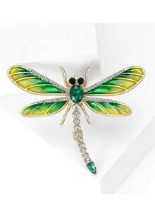 Unisex Vintage Libelle Emaille Brosche mit Strass, Anstecknadel für Anzug, Kleid und Mantel - Libelle - Übersicht 9