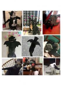 Cánh dơi cho thú cưng, trang phục Halloween - có thể điều chỉnh, chất liệu polyester mềm, phù hợp cho mèo và chó nhỏ, hoàn hảo cho nhập vai Halloween và hóa trang vui nhộn, Halloween, trang trí Halloween, trang trí mùa thu, phong cách Gothic, đồ phù thủy, hài hước, thiết kế cánh dơi Gothic thanh lịch - A - Xem 6