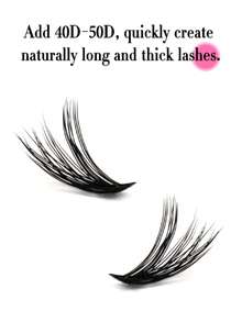 12 Rows 240pcs 40D+50D Dense Synthetic False Eyelashes, 12-16mm Mixed Length, Waterproof, Suitable For Daily Or Special Occasions (Random Base Card) - D - 查看 5