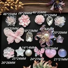 Pink Resin Butterfly & Iris Flower Shoe Charms Set, DIY Floral Clogs & Sandals Decoration Accessories - Pink - View 2
