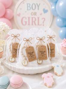 10/20 Sets Christian Cross Keychain Baptism Favors, Includes Thank You Cards And Organza Bags, Baby Baptism Party Gifts And Decorations - Round - View 4