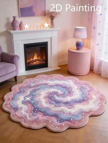 Alfombra de felpa gruesa con forma asimétrica y patrón de lavanda, adecuada para dormitorio, sala de estar, decoración del hogar y decoración del baño - morado rosado - Ver 1
