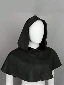 1件中世紀維京復古綠黑騎士戰士連帽披風，萬聖節嘉年華舞台Cosplay文藝復興戰士純色聚酯纖維 - 彩色 - 查看 15