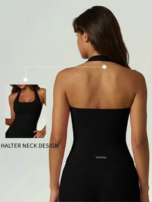UONNOU 3 Packs Women's Sculpting Halter Tank Top, Sexy Open Back Slim Fit Sports Bra For Yoga, Gym & Casual Wear - Multicolor - View 2