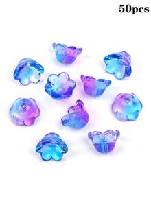 50pcs 7*12mm Orchid Shaped Glass Beads, DIY Jewelry Accessories Materials For Bracelet - Lily Of the Valley Loose Beads - View 10