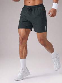 CZRLHYT Men's Shorts, Zipper Pockets, Casual Beach Style, Drawstring Waist And Reflective Details, Black. Suitable For Summer Outdoor Activities And Sports - Dark Grey - View 5