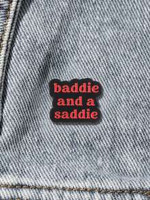 Baddie And A Saddie Black Red Cloud Enamel Pin Y2K Sassy Sad Girl Meme Lapel Brooch Women Alt Backpack Decor Gift - Multicolor - View 3