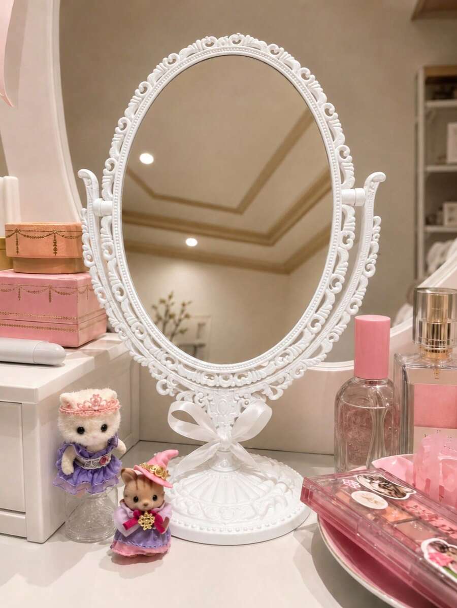 1pc Vintage Double-Sided Makeup Mirror Suitable For Daily Use