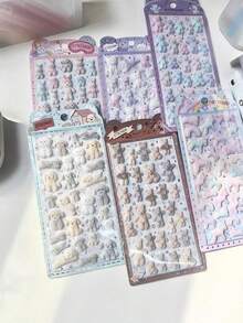 Autocollants 3D flocage Q-Lia, autocollants gaufrés motif lapin et ours, convient pour le scrapbooking DIY, les coques de téléphone, les journaux, les autocollants décoratifs, pack de recharge d'autocollants - Multicolore - Voir 15
