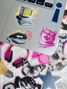 50Pcs Retro Millennium Pop Style Stickers Waterproof PET Gift Decoration Scrapbook Laptop Luggage Guitar Water Cup Phone Case DIY Decal - Multicolor - View 9