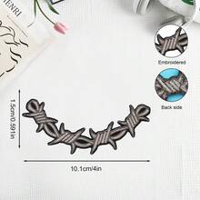 1件哥德風鐵絲網刺繡貼布，次文化街頭風彎領裝飾燙貼補丁，龐克硬核風格貼布 - A - 查看 3