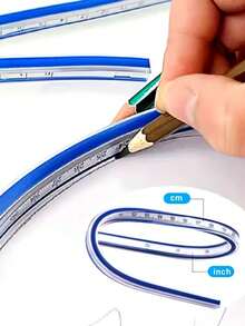 2 piezas Regla curva de doble escala (cm/pulgada) & Borde curvo flexible - Herramienta de dibujo de plástico multifuncional, adecuada para dibujo, diseño, manualidades - Herramienta de medición portátil y duradera para artistas, estudiantes y uso en oficina/escuela - A - Ver 6