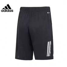 Adidas 網球短褲男子訓練休閒運動褲簡約百搭薄款三條紋跑步速乾透氣五分褲 - 黑色 - View 8