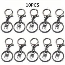 10件金屬龍蝦扣鑰匙圈，4段式鏈條/8字鏈條鑰匙圈吊飾，DIY合金鑰匙圈配件 - 金色+銀色 - 查看 12