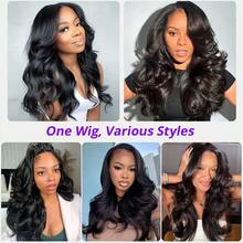 ZHENDEFA Body Wave Half Wig Human Hair 3 In 1 Seamless Flip Over Glueless Wigs With Drawstring Beginner Friendly Headband Wig For Women Daily Wear - SNatural - View 6