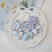10pcs Vintage Floral Bow Fabric Hair Tie Pack - Multicolor - View 9