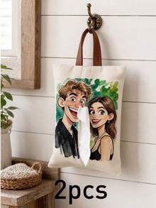 Custom Photo Tissue Holder Bag, Personalized Hanging Tissue Storage Bag, Watercolor Cartoon Style Home Decor, Customized Picture Wall Tissue Organizer, Customizable Bathroom & Bedroom Tissue Holder, Housewarming Gift, Birthday Gift, Christmas Gift - Style a - View 7