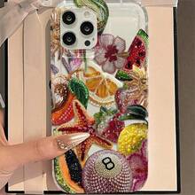 邪惡之眼珠飾圖案印花透明手機殼，水果花卉幸運符圖案印花防震保護殼，相容 iPhone 13/11/17/17 Pro，相容 Galaxy/A54/A14/A12/A13，防水防震防刮耐用，夏季禮物派對 - 彩色 - 查看 3