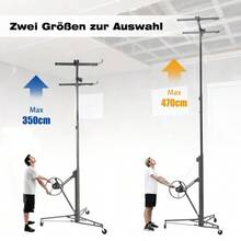 Plasterboard Lifter For Drywall Panels And Ceilings: Max. 68 Kg, Working Height, 60-Degree Tilt, Foldable With 3 Locking Wheels For Easy Transport - 灰色 - 查看 5