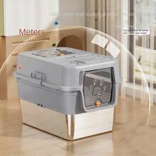 Fully Enclosed Stainless Steel Cat Litter Box, Extra Large, Anti-Splash, Odor-Control Cat Toilet With Raised Fence And Flip Lid, Cat Litter Mat Set, Deodorizing And Anti-Splash - Upgraded Version + Cat Litter Mat - View 4