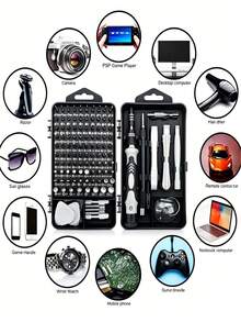 122-Piece Precision Screwdriver Set With Magnetic Tips - 32-In-1/115-In-1 Professional Electronics Repair Tool Kit For Laptop, PC, Watch, Phone - CR-V Steel Multifunction Screwdriver With Storage Case - A - View 9