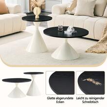 Series 2 Coffee Tables / Coffee Table With Carbon Steel Base / Scratch-Resistant And Dustproof, Stackable Design, Metal Table Legs / Suitable For Living Rooms, Bedrooms And Offices - Black + Off-white - View 11
