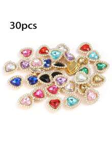 30pcs/Set Colorful Heart Rhinestone DIY Accessories, Random Color - Multicolor - View 21