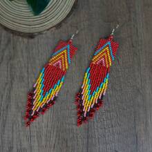 AHAYA Bohemian Handmade Glass Beaded Geometric Tassel Dangle Earrings, Casual Versatile Accessory For Daily Wear And Vacation, Holiday Gift For Women - Geometry - View 9