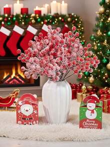 30/15/1pc-Artificial Berry Clipper Snowflake Spray Christmas Cover Wintergreen Berry Stem Stem Trunk Twigs For Christmas Tree Filler Decoration,Holiday Decorations,Wreaths,Bouquets,Handicrafts And DIY Decor,Suitable For Picking And Decorating,Holiday Handmade,Christmas Decorations,Artificial Wintergreen Red Berry Branches,Weddings,Home Gatherings,Winter Decor (Red) - Red - View 8