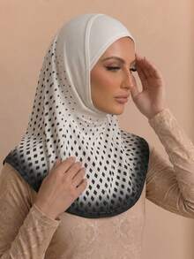 Hijab en maille de polyester respirant, hijab instantané imprimé, ourlet double couture, foulard de tête absorbant la transpiration pour le sport, le quotidien, les activités extérieures et la prière - style imprimé diamant - Voir 14