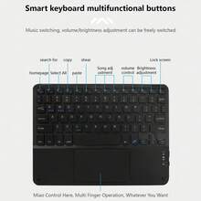 AKKHOO Wireless Keyboard, Rechargeable, Touchpad, Touch Mini Keyboard, Compatible With IPad Tablet - Black - View 10
