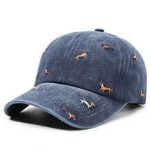 Gorra de béisbol lavada primavera/otoño nueva moda bordado de cachorro parte superior suave estilo calle vintage desgastado - Multicolor - Ver 6