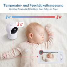 OYAJIA Baby Monitor HD 5-Inch With Camera, Non-Wi-Fi Video Baby Monitor, Night Light, Lullabies, 6m Range, Two-Way Audio - White - View 9
