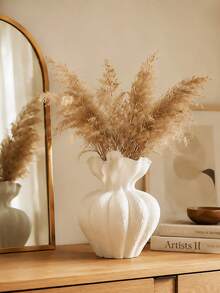 White Ceramic Vase, 4.72 Inch Modern Bohemian Style, Home Decor, Unique Vase, Suitable For Farmhouse Style Living Room Countertop Tabletop Centerpiece Decoration, Wedding Decor - A - View 1