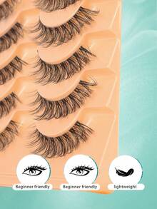 5對貓眼D捲度3D豐盈假睫毛套組，柔軟自然妝感 - 黑色 - 查看 4