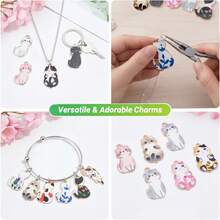 10/12/16/20pcs Cute Cartoon Cat Enamel Charms Printed Cat Alloy Pendants DIY Jewelry Making Accessories For Bracelet Necklace Earring Keychain Crafts - Multicolor - View 6