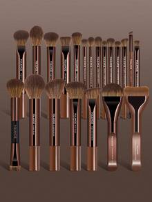 MAANGE 1pc/13pcs/14pcs/17pcs/21/22/24pcs Professional Facial Makeup Tool Set, Includes Professional Soft Makeup Brush Set, Makeup Bag And Powder Puff, Travel Essential Makeup Brush Set, Gift For Women And Girls - Chocolate Brown - View 4