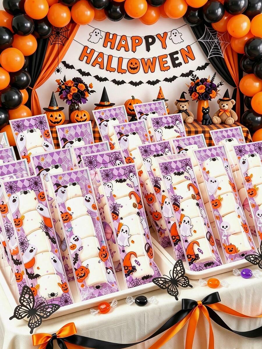 50/100入萬聖節自黏密封袋 南瓜/幽靈禮物袋 Happy Halloween 自黏包裝袋 萬聖節派對裝飾 萬聖節裝飾 不給糖就搗蛋糖果包裝袋 恐怖萬聖節裝飾 禮品包裝袋 鬼屋裝飾 派對小禮品