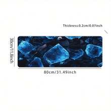 1pc Crystal Pattern Rubber Mouse Pad - Perfect For Gaming And Office, Suitable For Desktop/Laptop, Blue/Black Color Scheme Desk Pad, Desktop Mouse Pad - Ice Cubes - View 9