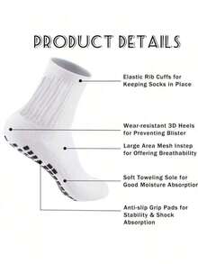 6 Pairs Anti-Slip Football/Sports Socks, With Grip Dots, Thick Terry Bottom, Suitable For Running, Football, Basketball - Black and White - View 5