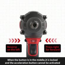 SuperPan 380牛米无刷冲击扳手，1/2英寸驱动高扭矩无绳扳手，适用于汽车维修、工厂和重型作业项目。 - 紅色 - 查看 5